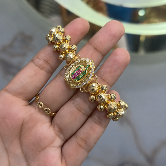 Pulsera Virgen tres carriles en oro laminado 18k con certificado