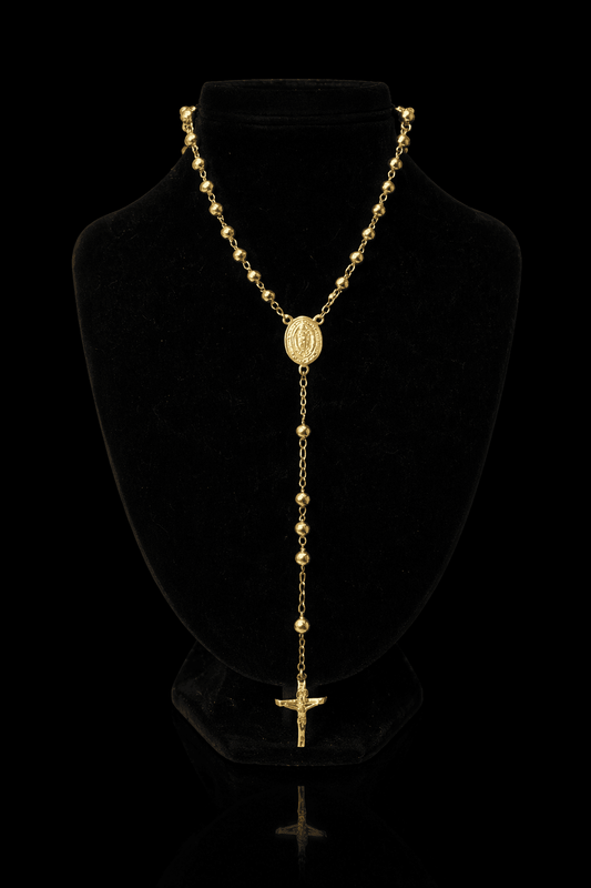Camandula rezo bendecido dije de cristo en oro laminado 18K